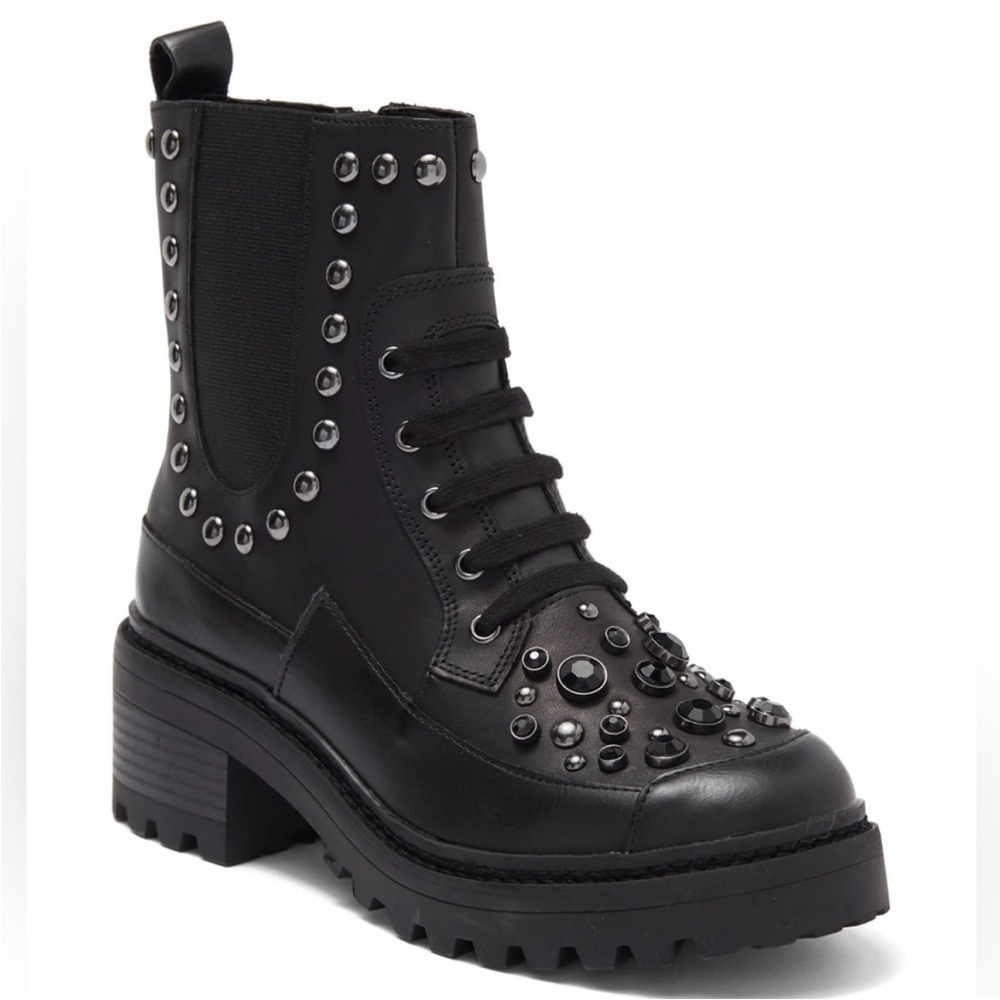 NWOT Karl Lagerfeld Breck Embellished Lug Boot. Size 6.5